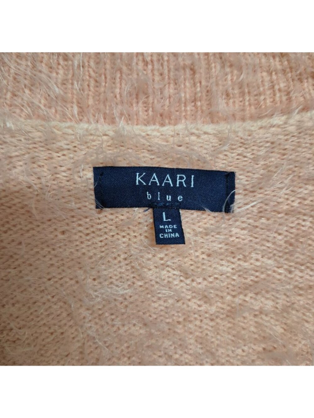 Kaari Blue Womens Peach Fuzzy Open Front Cardigan Sweater Size L Soft and Cozy - Picture 2 of 6